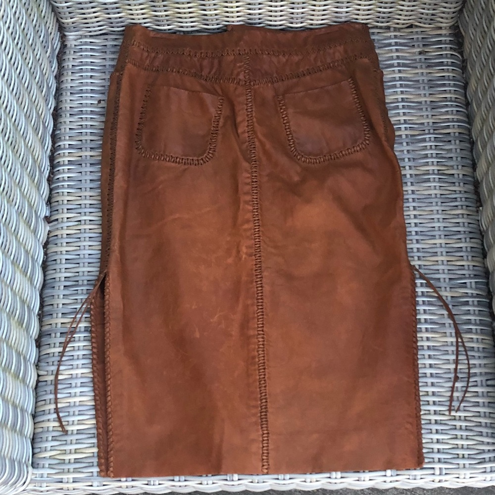 Ralph Lauren Western Leather Skirt 4 Rawhide - Picture 12 of 15